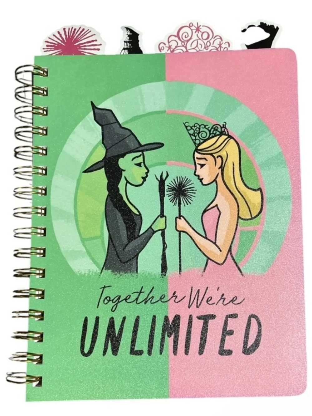 Wicked Together We're Unlimited Spiral Notebook - Pink & Green-NEW!